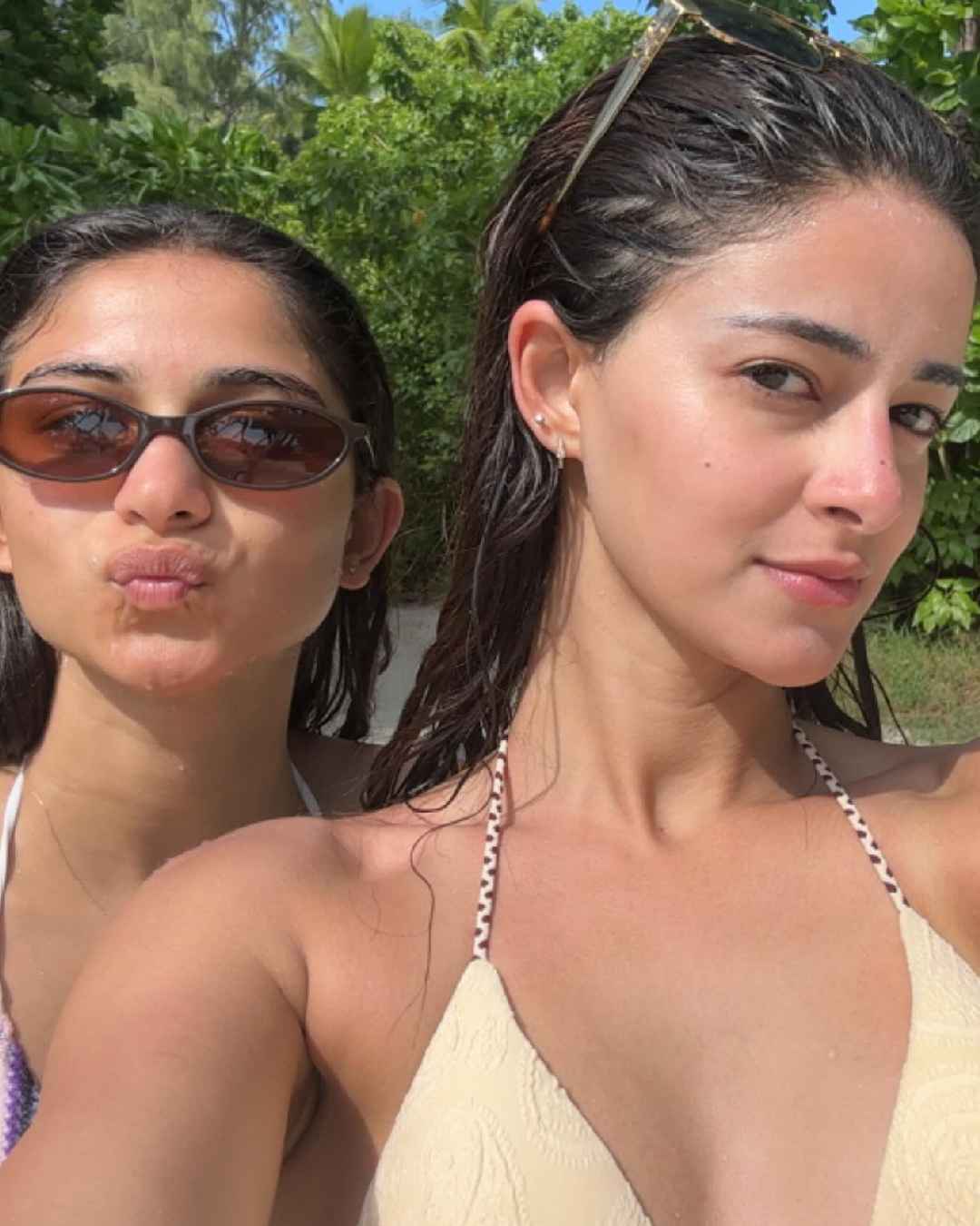 Ananya Panday and Rysa Panday shared a beachside selfie from their vacation.  