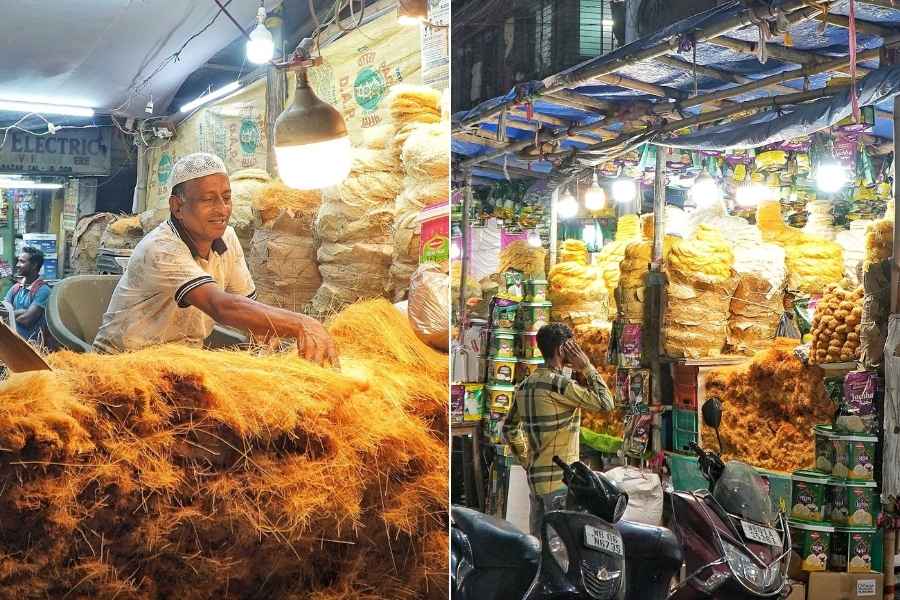 Several stalls are overflowing lachha or sevia (semolina), a staple to have with milk