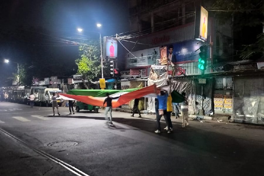 The Indian tricolour grabs the limelight in Calcutta's famous Gariahat crossing