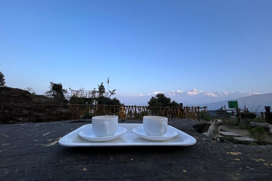 Tea with a view, at Ravangla