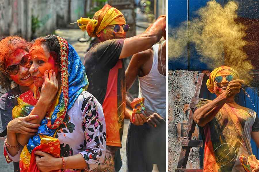 From young to old — people smear each other with ‘gulal’ 