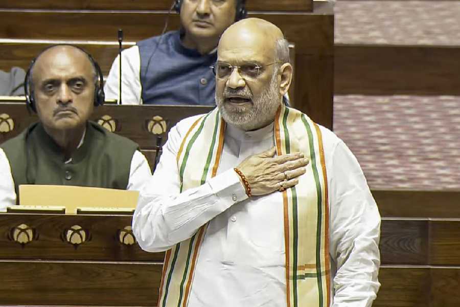 Amit Shah in the Rajya Sabha on Friday. 