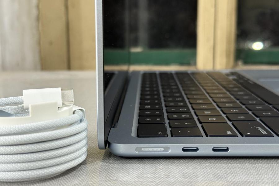 The Air still takes a minimalist approach to ports, with a pair of Thunderbolt 4 ports (both on the left side) and a headphone jack (on the right).