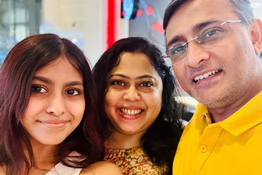 Chatterji with daughter and husband