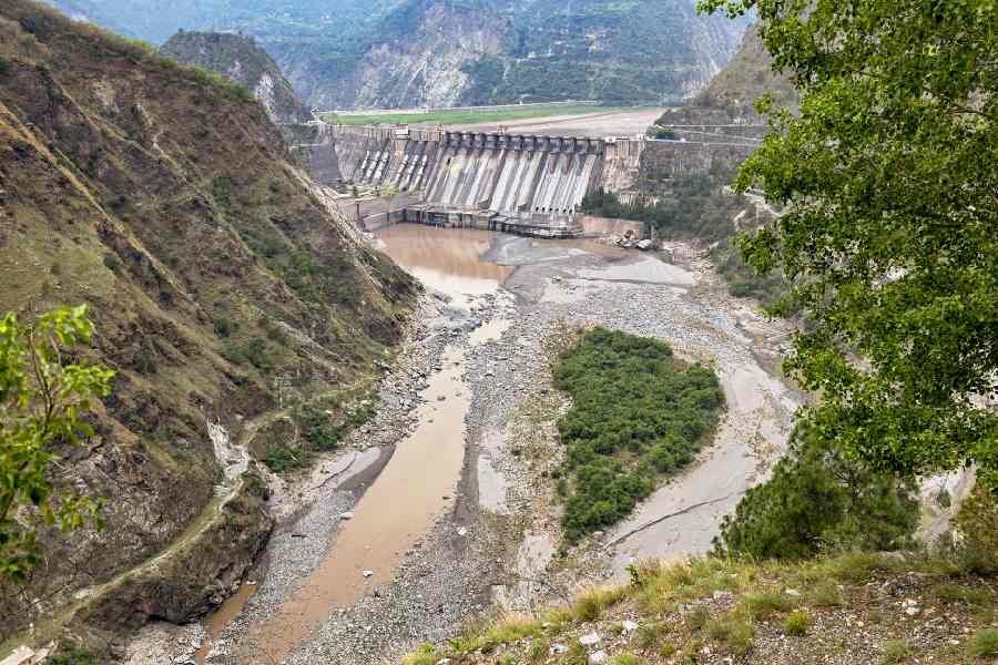 The Salal dam on the Chenab in Jammu and Kashmir’s Reasi district on Monday.