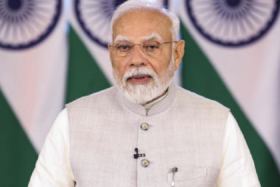 Narendra Modi delivers a video message for the Global Conference on Space Exploration on Wednesday