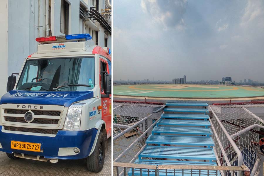 The drill simulated the arrival of patients via both air ambulance and road ambulance, focussing on swift transfer to the emergency room for immediate treatment 