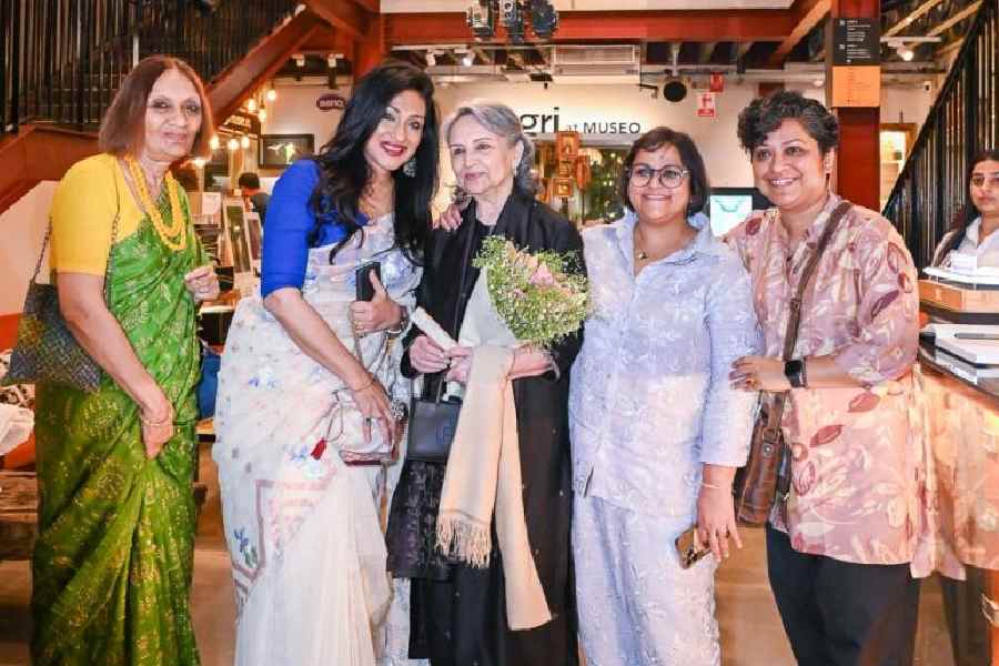 Rituparna Sengupta and Sharmila Tagore, along with executive producer Sharmistha Mukherjee, at the screening of the film in Gurgaon