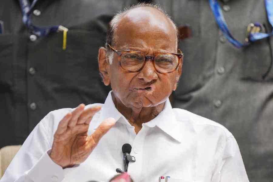 NCP Chief Sharad Pawar addresses a press conference, in Mumbai, Tuesday, June 4, 2024.