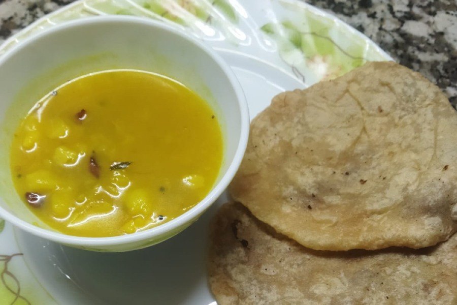 Luchi and Alu Dal is a common dish that Srabani Bhattacharya savours since childhood