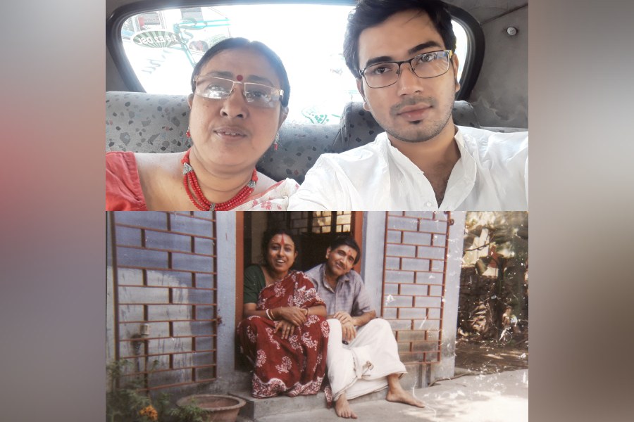 Tanmoy's first photograph featuring his mother and father Chinmay Bhattacharya