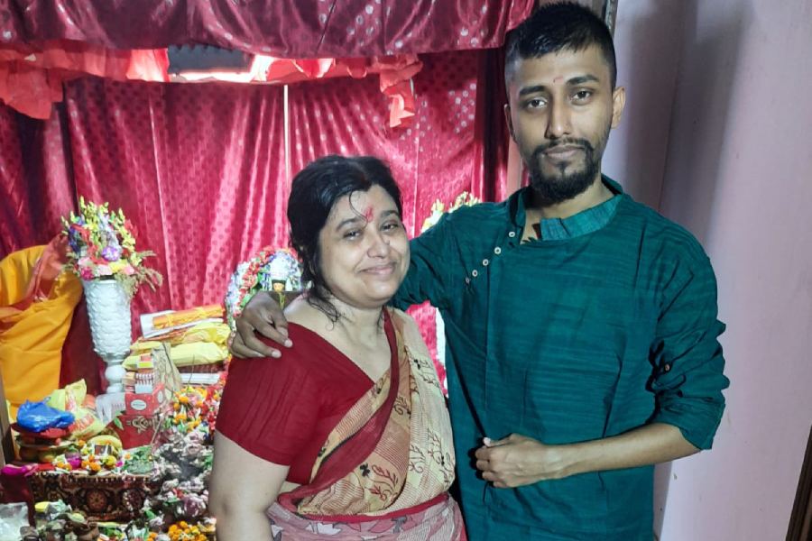Sagnik Gupta and his mother Sanhita Gupta, now
