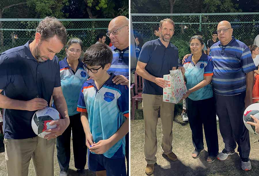Southgate not only watched the beautiful game, but also signed a football to inspire a youngster. He posed with Calcutta Parsee Club president Cyrus Confectioner and first lady of CPC, Aban Confectioner. The CPC president said “Our Club comes alive during these six weeks, as we play host to almost a thousand football fanatics, many of whom visit on an almost daily basis, and are like family. Having Sir Gareth visit us this year took our championships to another level. We’re already looking forward to 2026!” 