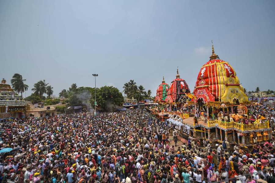 A Rath Yatra procession in Puri