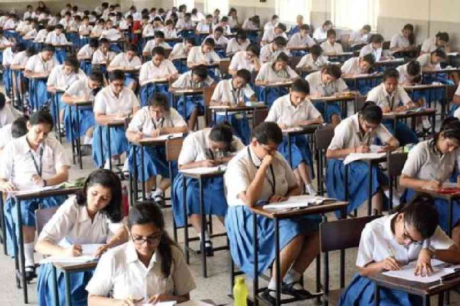 Students write a CBSE exam at a city school. File picture