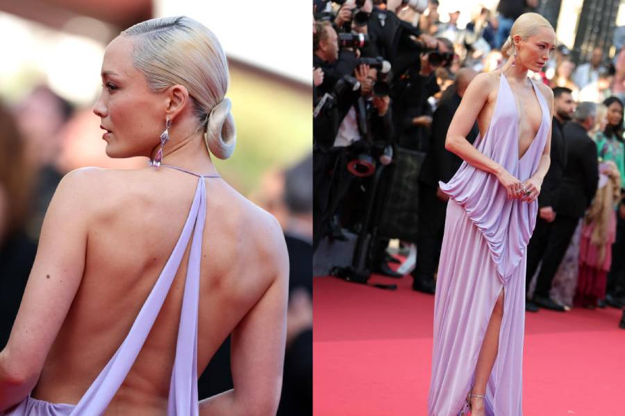 In a semi-sheer lilac Loewe gown that left little to the imagination, actor Pom Klementieff attended the screening of Mission Impossible — The Final Reckoning