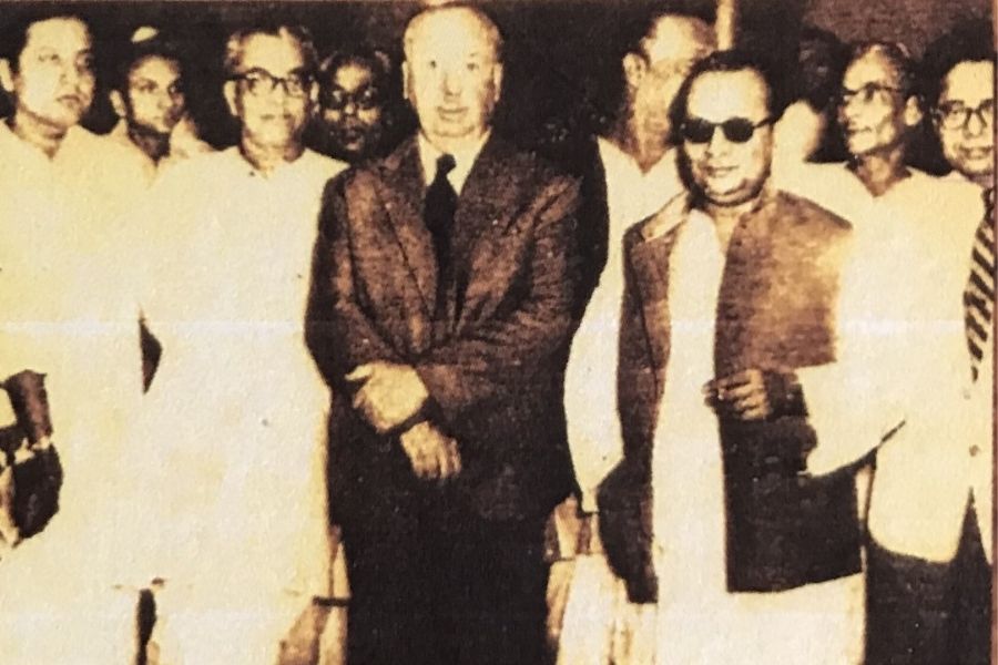 Majumdar with Alfred Hitchcock