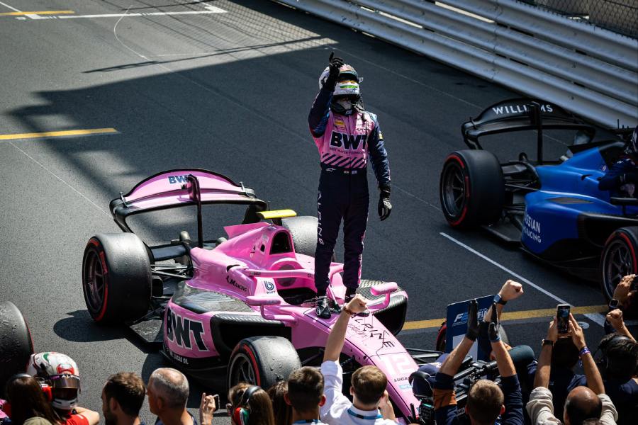 Maini gets clicked celebrating his win after finishing the race