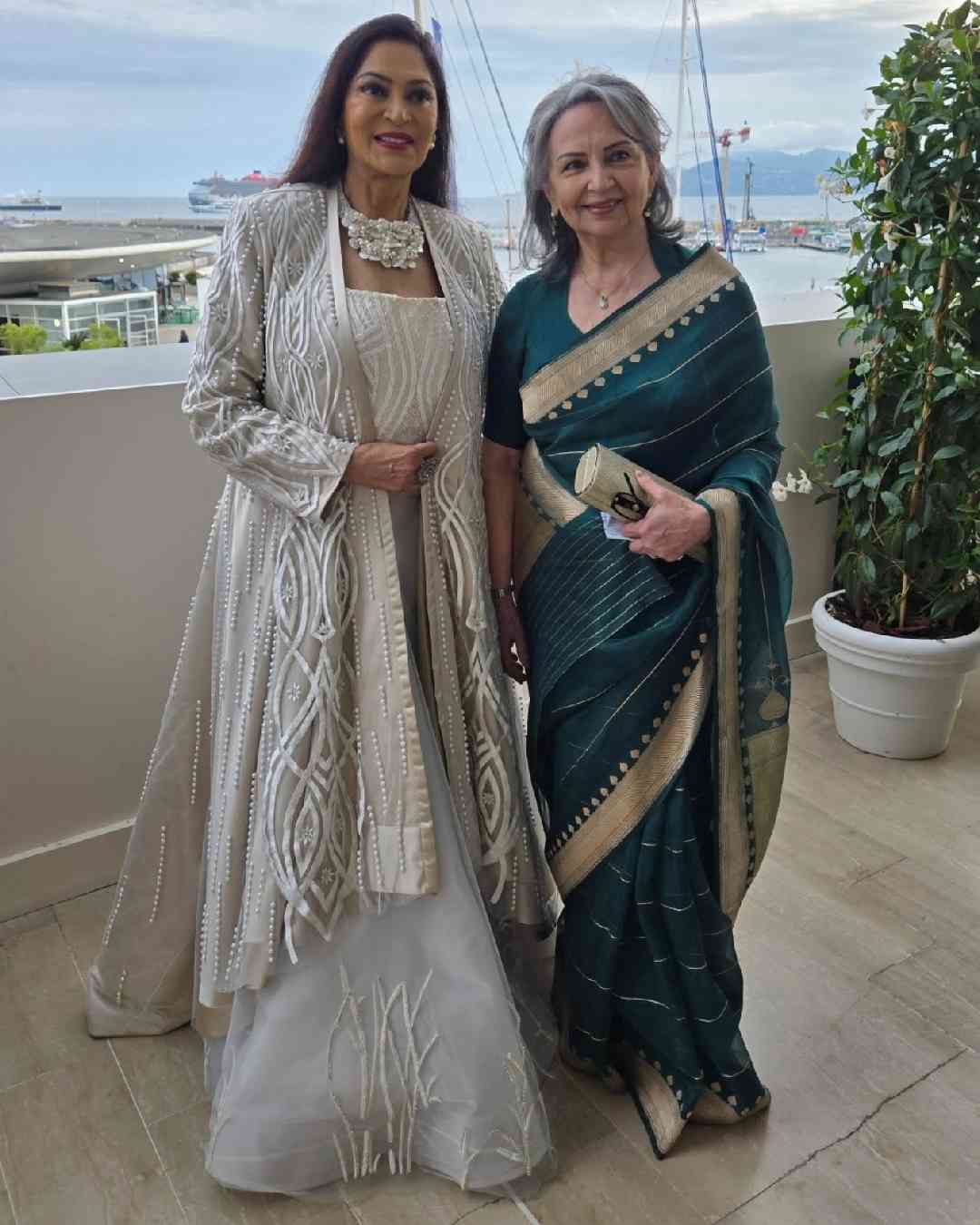 Veteran actresses Sharmila Tagore and Simi Garewal attended the screening of Satyajit Ray’s 1970 film Aranyer Din Ratri at the festival on May 19