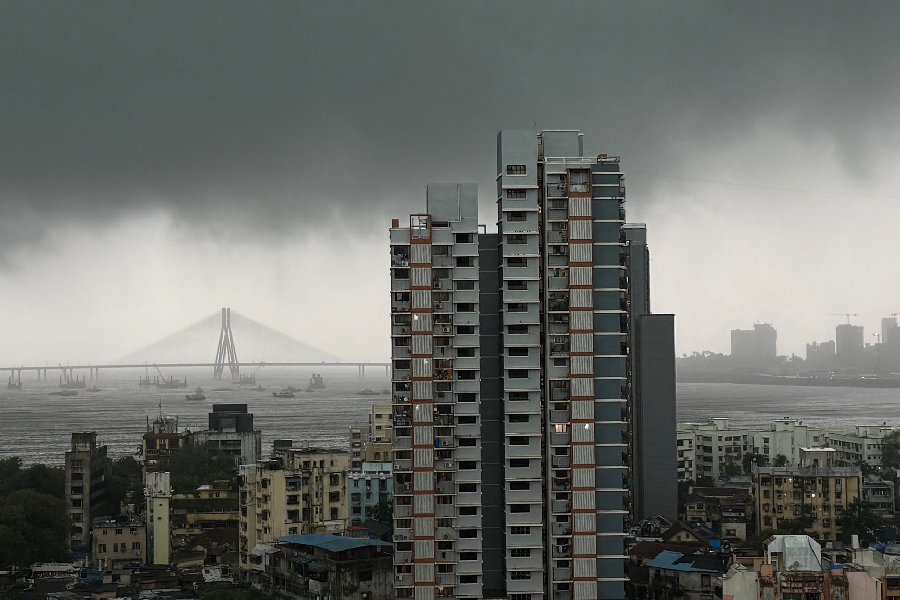 Cloud-laden Mumbai skyline as seen from a high-rise ahead of the approaching monsoon