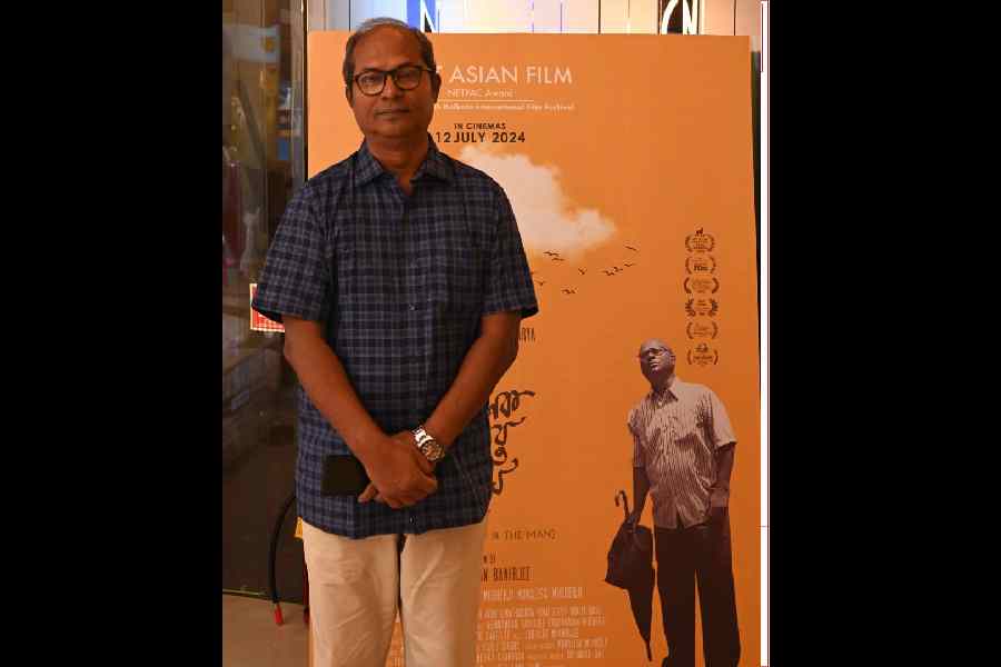 Actor Chandan Sen in Manik Babur Megh special screening for South Point school ex teachers at Inox ,South City