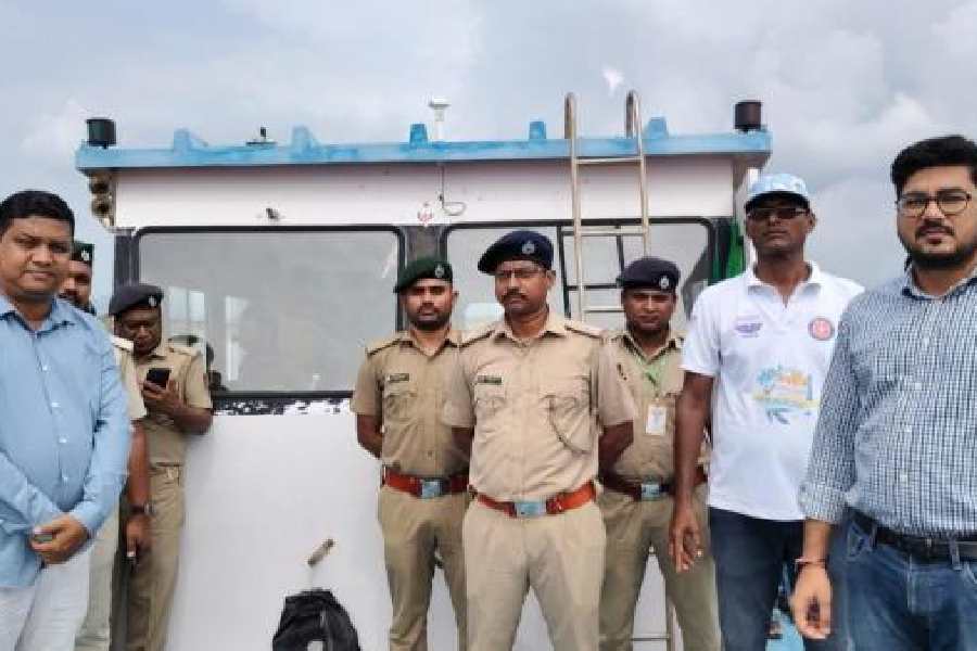 Officials patrol near Rushikulya river mouth in Ganjam on Saturday