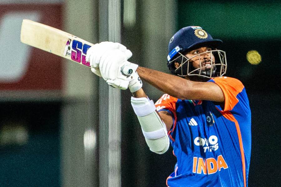 India's Washington Sundar bats during the T20 cricket international between India and Australia in Hobart, Australia, Sunday, Nov. 2, 2025.