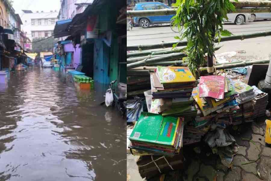 A waterlogged stretch on College Street after the September 23 deluge. Damaged books