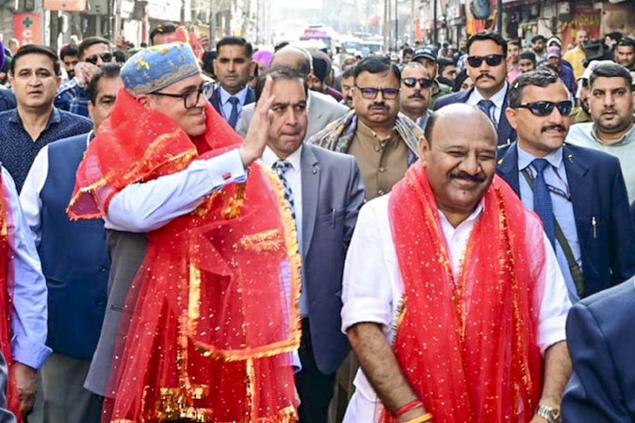In this image posted on Nov. 3, 2025, Jammu and Kashmir Chief Minister Omar Abdullah being welcomed as he arrives for the 'Darbar Move', in Jammu.