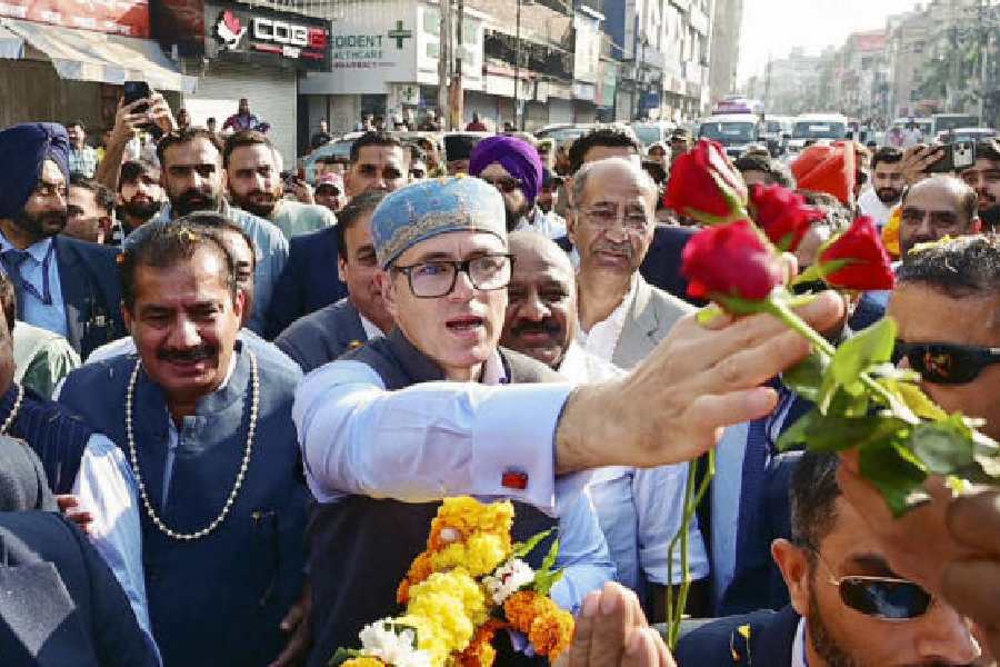 Omar Abdullah in Jammu on Monday.