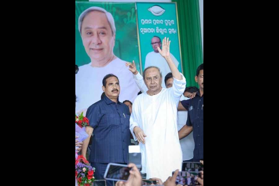 BJD supremo Naveen Patnaik at the meeting in Nuapada’s Komana block on Monday