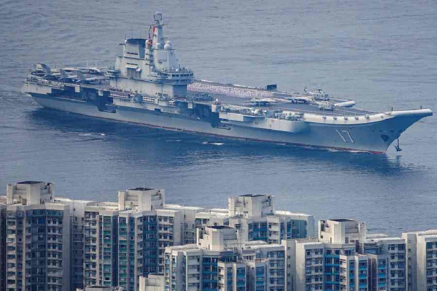 The People's Liberation Army Navy aircraft carrier Shandong, China's first domestically built aircraft carrier, July 3, 2025