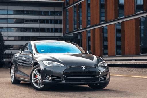 Riga, LV - MAY 1, 2023: Tesla Model S P90D at the parking
