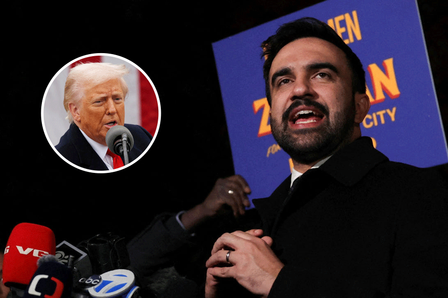 Zohran Mamdani and Donald Trump (inset)