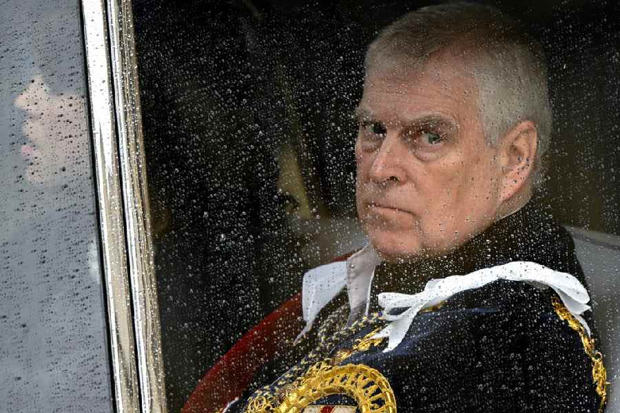 Andrew leaves Westminster Abbey following the coronation ceremony of Britain's King Charles and Queen Camilla, in London