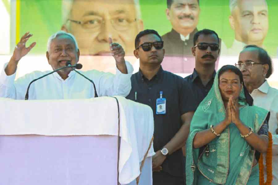 Nitish Kumar at a rally in Supaul on Tuesday.