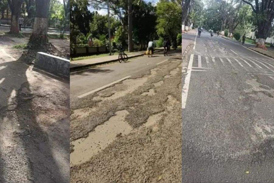 Some of the pictures that the students posted on Facebook to highlight their concerns about the state of the roads within the campus