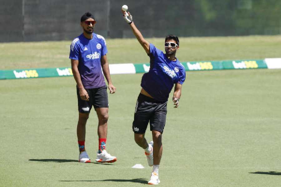 Washington Sundar and Arshdeep Singh at practice on Wednesday.