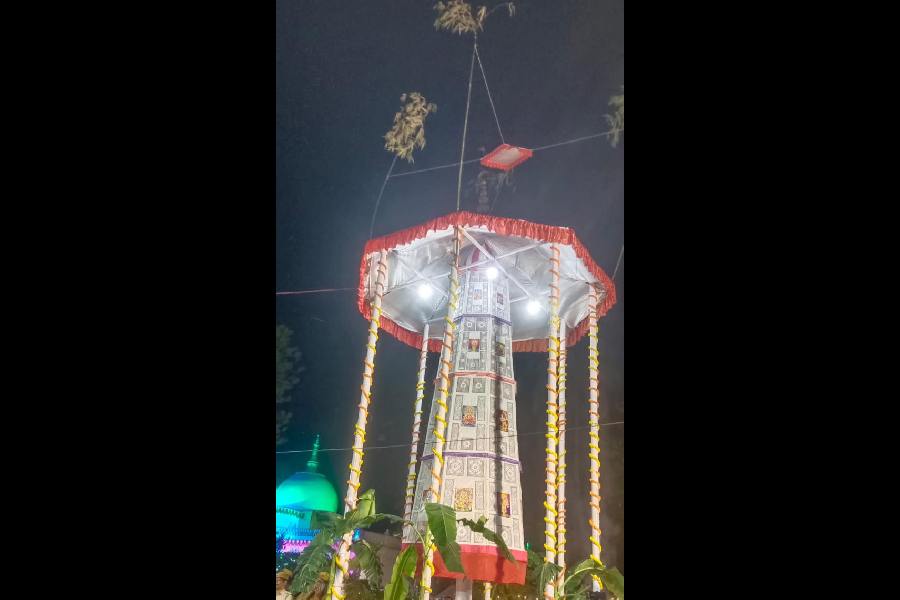 The Raas Chakra or prayer wheel at the Madanmohan Temple Complex in Cooch Behar on Wednesday