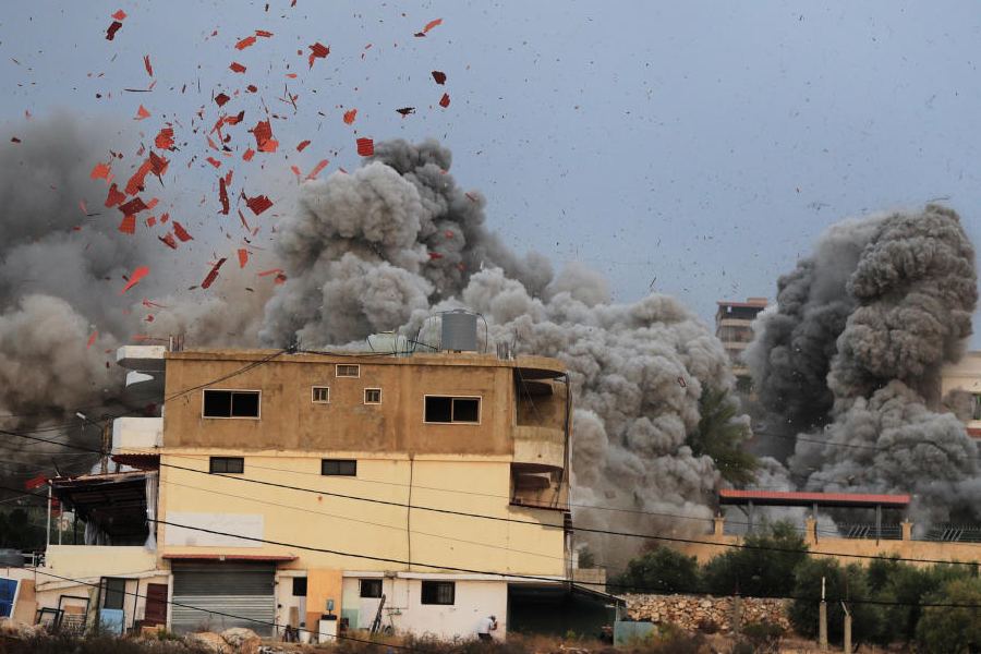 Smoke rises following an Israeli airstrike in the village of Teir Debba, southern Lebanon, Thursday, Nov. 6, 2025.