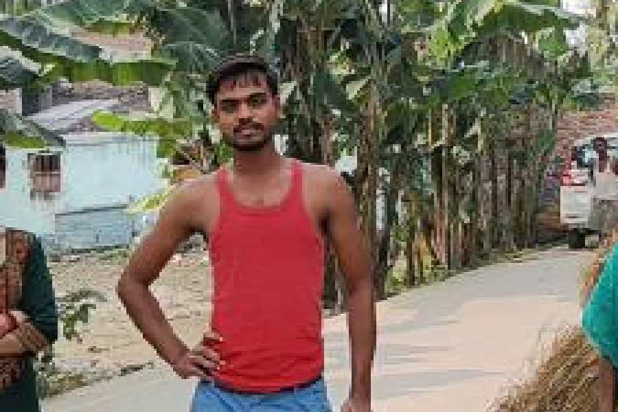 Vishal Kumar in Garigama village of Vaishali on Thursday. 