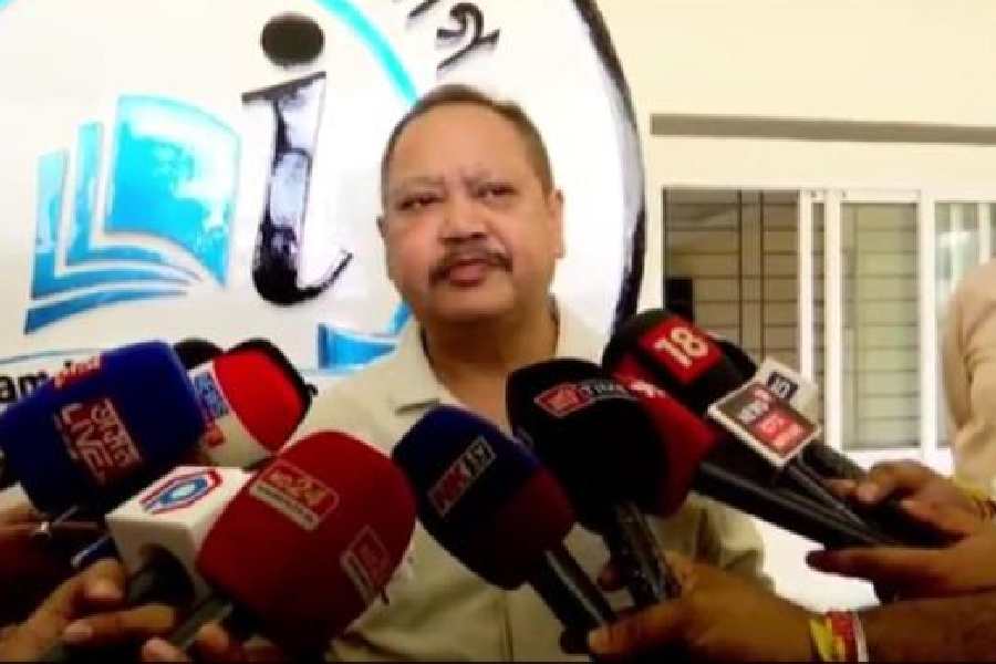 Bhaskar Jyoti Mahanta speaks to the media in Guwahati on Thursday