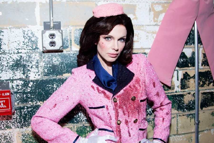 Julia Fox attends 'The Cursed Amulet' Halloween party presented by Julio Torres on October 30, 2025 in New York City