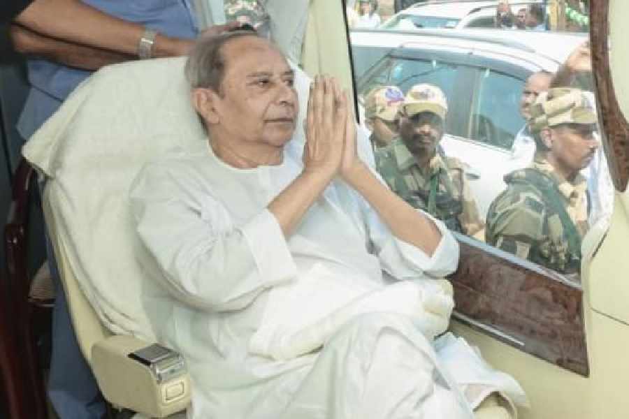 Naveen Patnaik during the road show in Nuapada on Friday