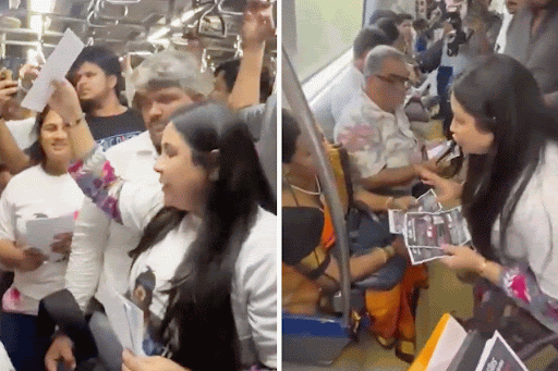 Mumbai Youth Congress President Zeenat Shabreen and office-bearers interacted with commuters