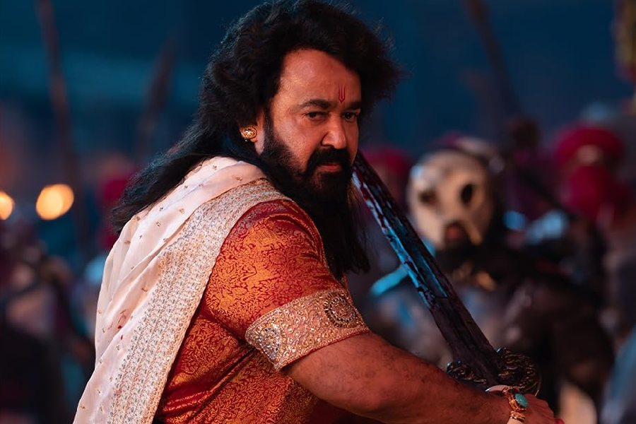 A still of Mohanlal from ‘Vrusshabha’