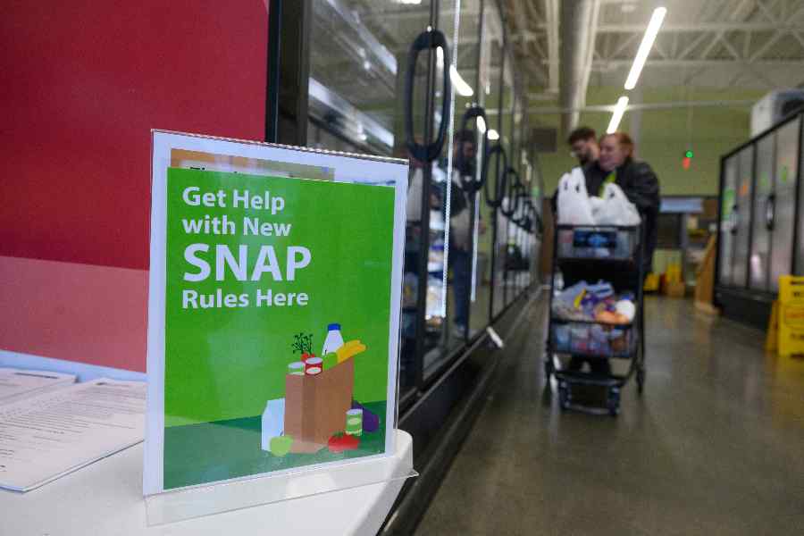 A table with information at the Greater Pittsburgh Community Food Bank in Duquesne, Pa., Oct. 23, 2025. For the 42 million people who rely on the Supplemental Nutrition Assistance Program, or SNAP, the country’s largest anti-hunger program, it has been a chaotic, nerve-racking week.
