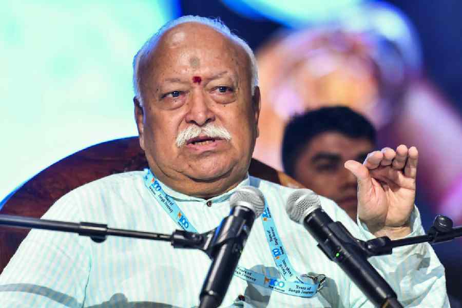 Mohan Bhagwat at the event in Bengaluru on Sunday.