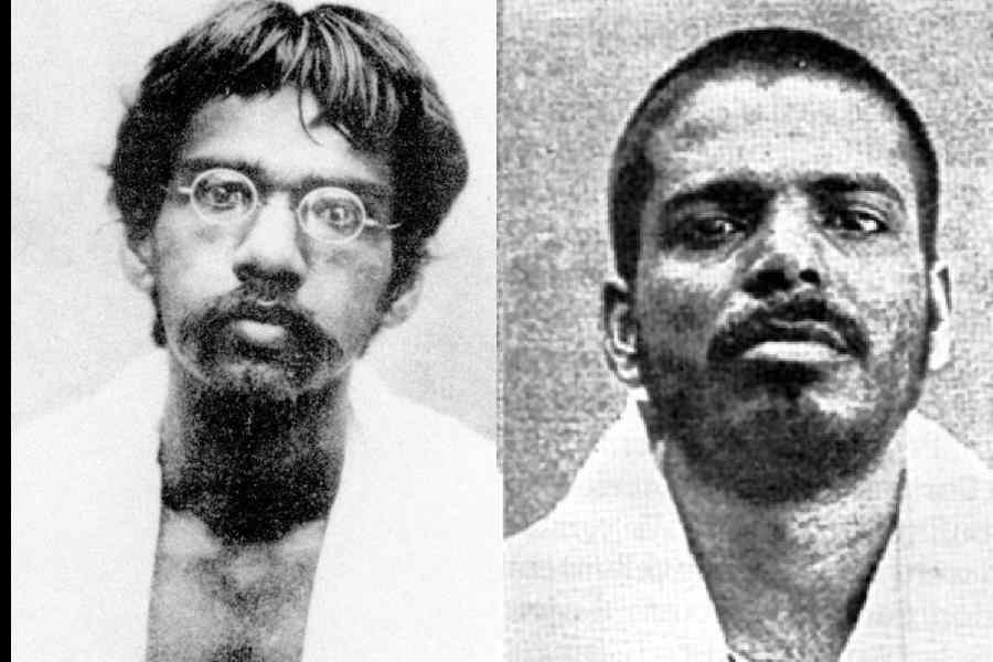 Barindra Kumar Ghose (left) and Upendranath Bandyopadhyay