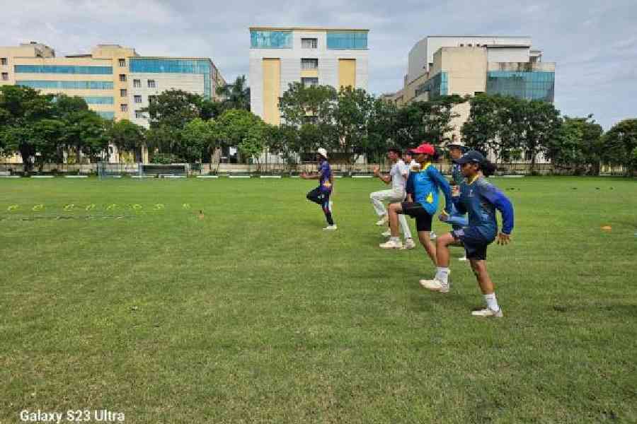 Girls of The Heritage School at a practice session on the school grounds 